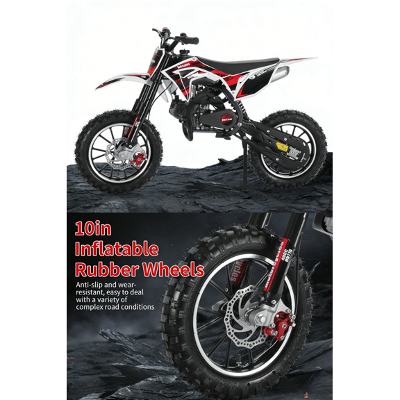 Sioweci 49cc Kids Dirt Bike,2-Stroke Gas Power Motocross,Off Road Mini Motorcycle,Children Pocket Motorbike with Front Rear Disc Brakes, Pull Start,Load 330lbs,Maximum Speed 40km/H (Black)