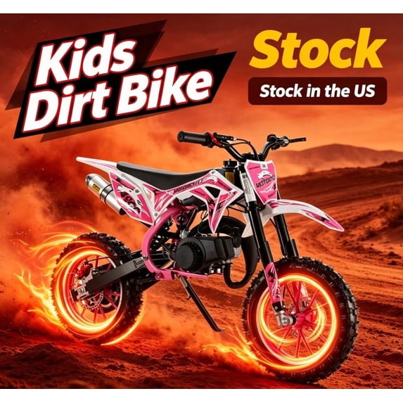Sioweci 49cc Kids Dirt Bike, 2026 Upgraded 2-Stroke Gas Powered Dirt Bike with Front Rear Disc Brakes, Off-Road Tires, Shock Absorption, Soft Seat Cushion, Dirtbikes Load Capacity Up to 330LBS
