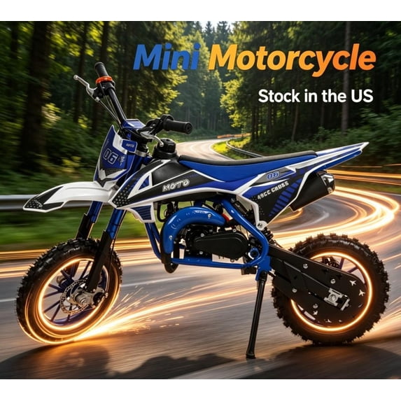Sioweci 49cc Kids Gas Dirt Bike,2-Stroke Gas Powered Motorcycle, Dual Disc Brakes,Front & Rear Shock,10" Off-Road Tires,16 MPH Top Speed,Mini Dirtbike for Kids