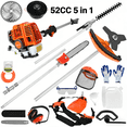 thumbnail image 1 of Sioweci 5 in 1 52 CC Gas Weed Trimmer,Cordless Hedge Trimmer,Lawn Mower,2-Stroke Brush Cutter,Weed Eater,Multi-functional String Trimmer,Handheld Chainsaw Hedge Pruner (Orange), 1 of 12