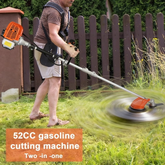 Sioweci 52CC Gas String Trimmer,Weed Wacker Gas Powered,2 in 1 Cordless Grass Hedge Trimmer,2-Stroke Brush Cutter,Handheld Grass Weed Eater (Orange)