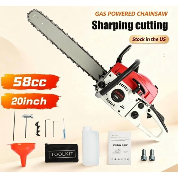 Sioweci 58cc Gas Chainsaw,20 Inch Gas Powered Chainsaws with Tool Bag,3.2HP 2-Cycle Handheld Cordless Petrol Gasoline Chain Saw for Cutting Tree Wood Trimming Garden Farm