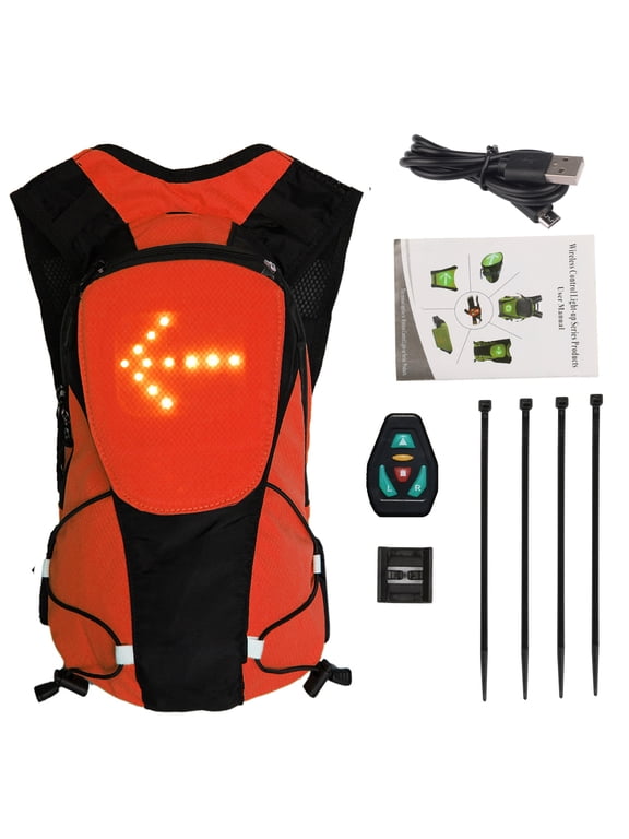 5L Cycling Backpack Luminous LED Turn Signal Reflective Safety Night Riding Running Camping USB Rechargeable Outdoor Waterproof Bag
