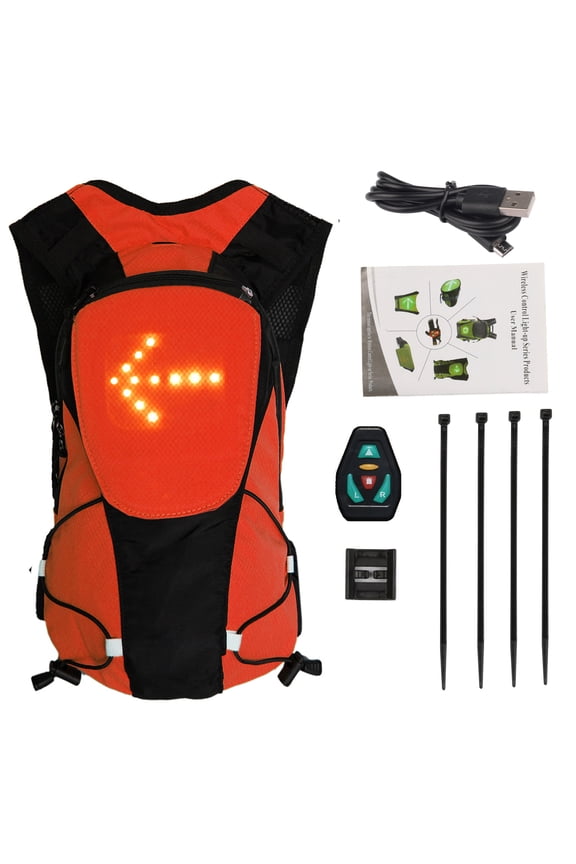 5L Cycling Backpack Luminous LED Turn Signal Reflective Safety Night Riding Running Camping USB Rechargeable Outdoor Waterproof Bag