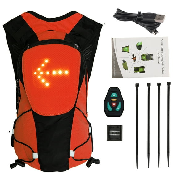 Sioweci 5L Cycling Backpack Luminous LED Turn Signal Reflective Safety Night Riding Running Camping USB Rechargeable Outdoor Waterproof Bag