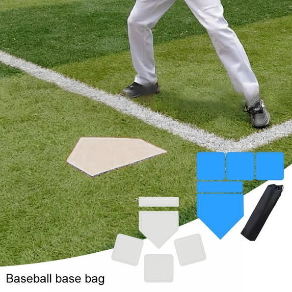 Sioweci 5Pcs/Set Baseball Base Throw Down Rubber Bases with Home Plate for Baseball Softball Kickball Backyard Rubber Base Set Blue