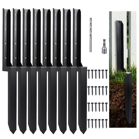 Sioweci 8 Pcs Heavy Duty Fence Post Repair Kit, H‑Shaped Galvanized Steel Repair Stakes, 33.46" Ground Spikes for Broken Tilted Wooden Posts Yard Farm Ranch Garden