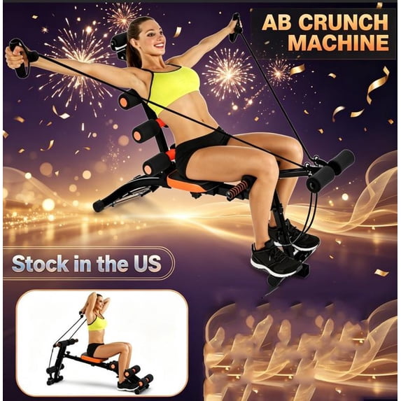 Sioweci Ab Machine for Home Gym, Multi-Functional Adjustable Workout Bench with Leg Extension, 360° Twisting Seat, Pedal, Ab Crunch Machine for Total Body Workout