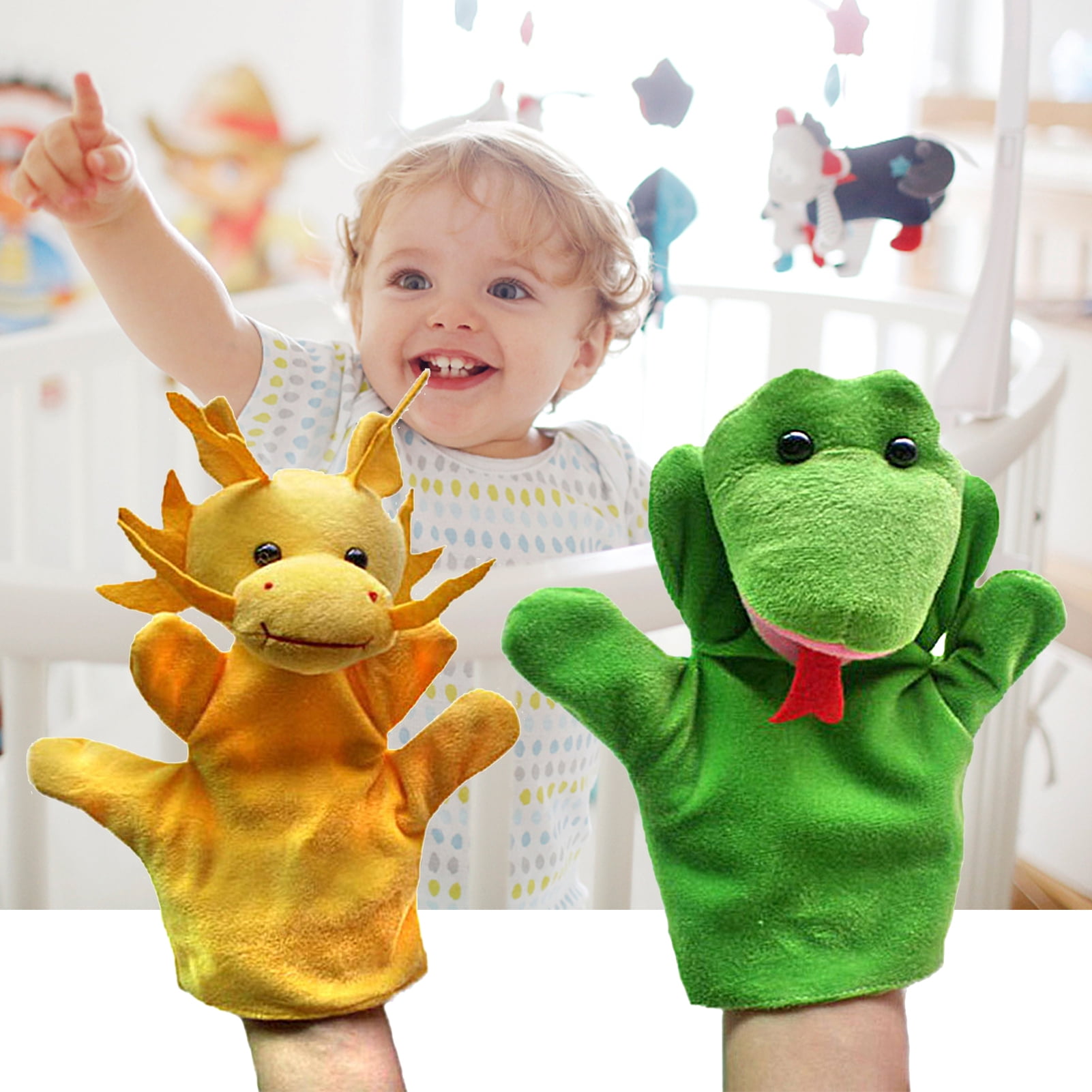 Handy Puppet Sioweci Animal Hand Puppet Super Soft Tear-Resistant Flannel Hand ...