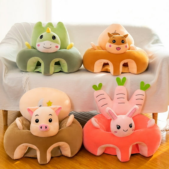 Sioweci Baby Sofa Chair Cartoon Animals Baby Seat with Leg Holes Handles Non-Slip Bottom Sofa Chair with Back Support for Infants Sitting Up Little Pig Size A