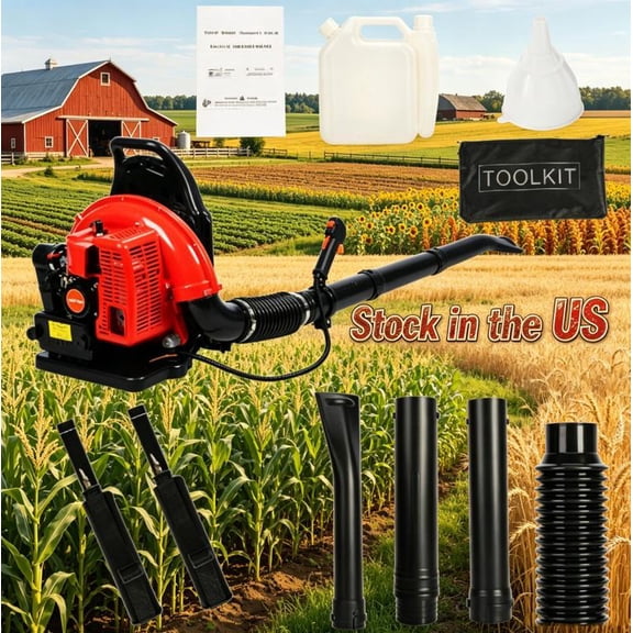 Sioweci Backpack Leaf Blower, 665 CFM Leaf Blower, Gas Blower, Electric Gas Leaf Blower for Lawn Care, 1.7L Fuel Tank Leaf Blower 2-Stroke Engine 63CC High Strength Snow Blower for Yard Snow Debris