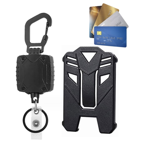 Sioweci Badge Reel Retractable Lanyard Key Card Holder Heavy Duty Retractable Carabiner Keychain ID Card Holder Office Accessories Sets