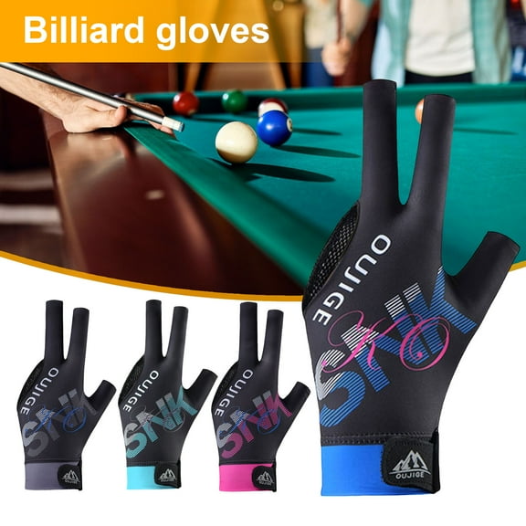 Sioweci Billiard Pool Gloves 3 Finger Design Left Hand Snooker Cue Sport Glove Breathable Elastic Billiard Gloves for Men Women Rose Red