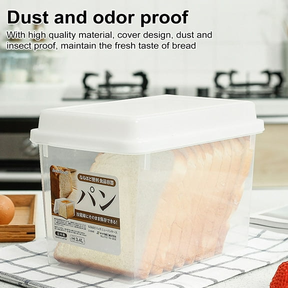 Sioweci Bread Storage Box 3.4L Capacity Airtight Bread Container for Kitchen Counter Large Sandwich Holder BPA-Free Bread Keeper with Airtight Lid Stackable Bread Saver And Refrigerator Storage Clear