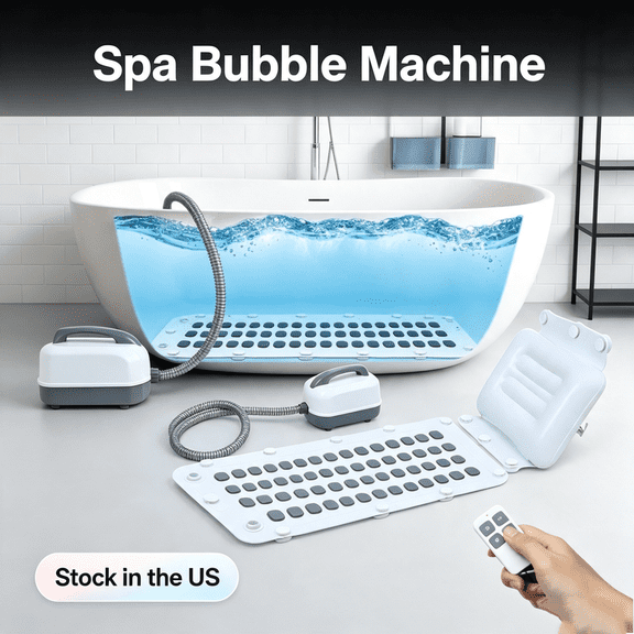 Sioweci Bubble Bath Mat, Bathtub Mat with Air Massage and Remote Control, Waterproof, Non-Slip, Adjustable Bubble Intensity, 45x17 Inch Full Body Spa Massager
