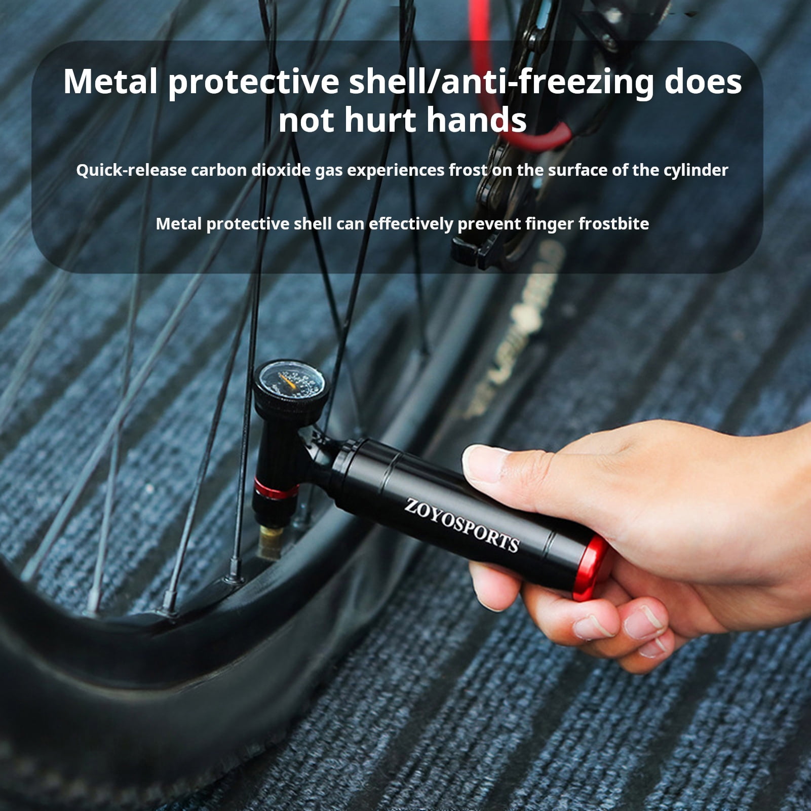 Gauge C02 Bike Tyre Inflator Black Zeppelin CO2 Bike Tire Inflator