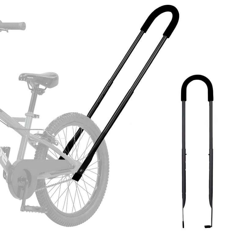 Sioweci Children Bike Safety Trainer Handle Non slip Sponge Wrapped Heavy Duty Kids Cycling Learning Bike Balance Push Bar Bike Accessories Pink