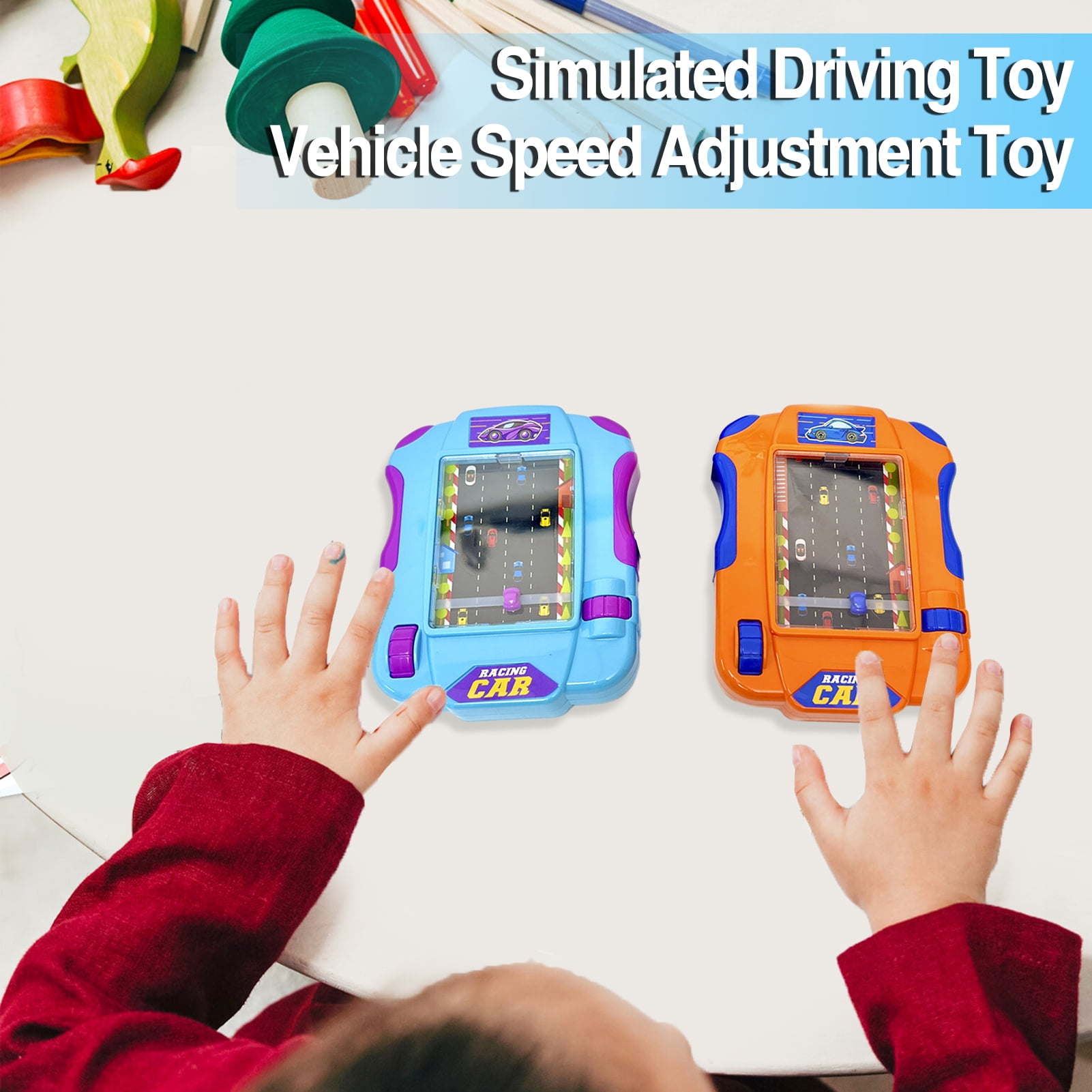 Sioweci Children Handheld Games Console Toy Interesting Avoid Obstacles Racing Car Adventure Level Game Relieve Boredom and Stress Relief Simulated Racing Toy for Kids Aged 3-6 Blue
