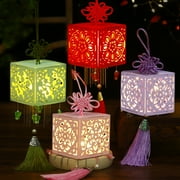 Sioweci Chinese Lantern Festival DIY Material Kit Exquisite Romantic LED Light Lantern for Holiday Decoration Red