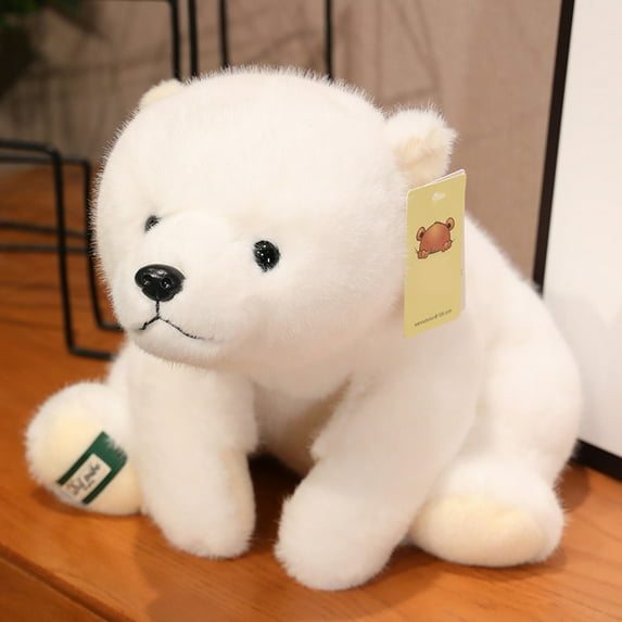 Sioweci Cute Polar Bear Plush Doll Soft Fuzzy PP Cotton Stuffed Animal Toy Simulated Sitting White Bear Plushie Home Decoration Kids Girlfriend Birthday Gift Style S