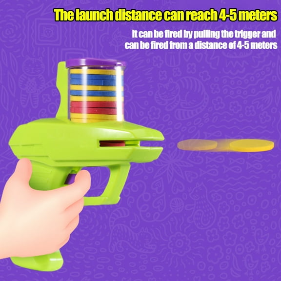 Sioweci Disc Launcher Toy with Trigger 15 EVA Discs Outdoor Garden Backyard Lawn Park Kids Flying Disc Shooter Game Toddlers Boys Girls Gift Purple