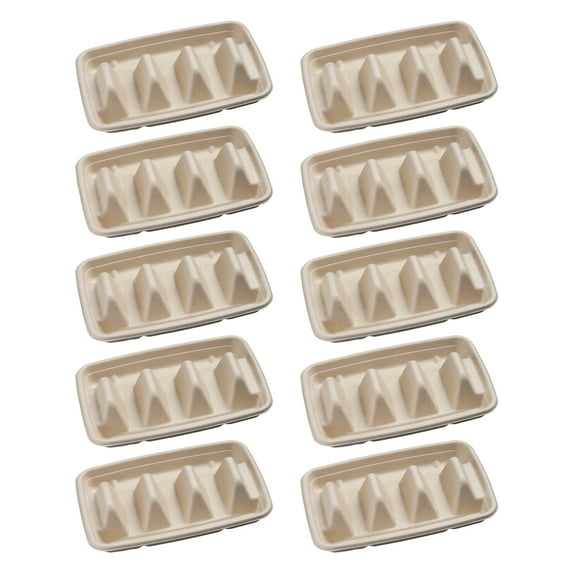 Sioweci Disposable Taco Holders for Parties Sturdy Taco Tray Holder with Dividers Eco-Friendly Taco Plates Packaging Box for Events Taco Bar Serving Set 10 pcs