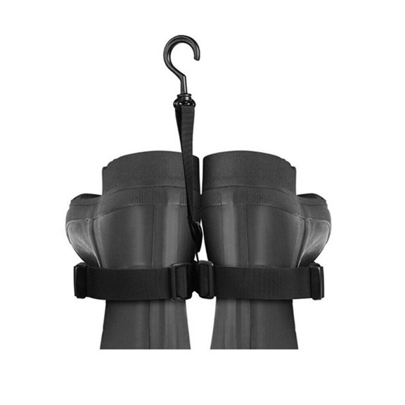 Sioweci Fishing Wader Boot Hanger Adjustable Strap Storage Drying Hanger Rack with 360-degree Swivel Hook Footwear Shoe Hanger Organizer Black