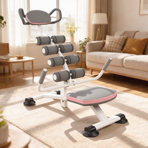 Sioweci Foldable Back Stretcher for Home Gym,Inversion Table for Pain Relief,Multi-Function Lumbar Stretch Device,Adjustable Backrest, Acupoint Massage,Supports 440 lbs,Pink Gray
