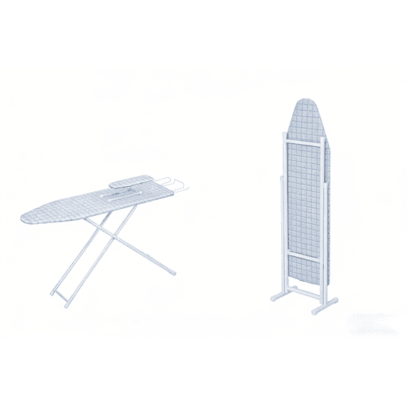 Sioweci Foldable Ironing Board,42 Inch Full-Size Extended Ironing Board Outside Household Ironing Board with Heat-Resistant Cover,Adjustable Height,Blue Plaid Pattern