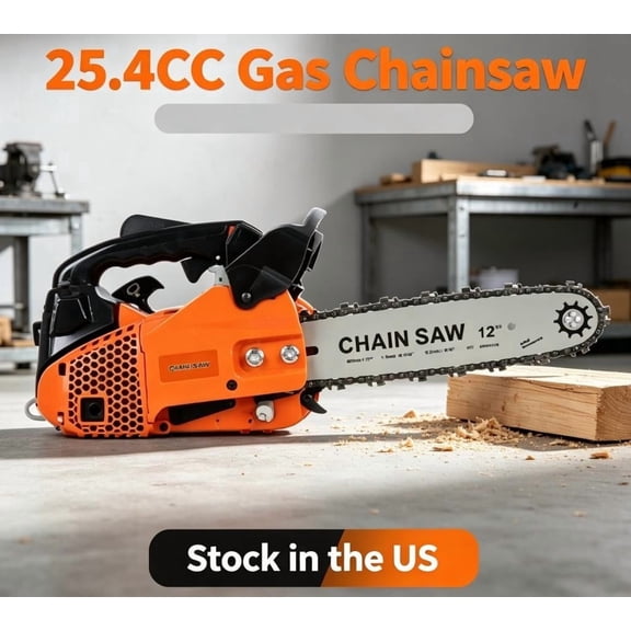 Sioweci Gas Chainsaw, 25.4-cc 9800rpm, 2-Cycle Gas Powered Chainsaw, 12 Inch Chain Saw for Wood Cutting and Tree Trimming