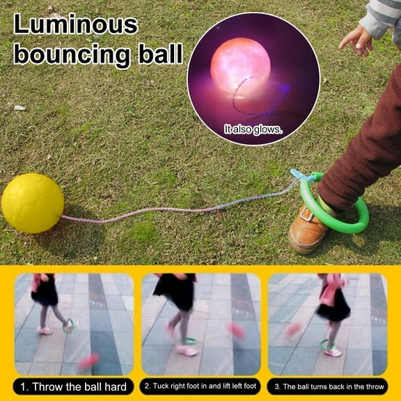 Sioweci Glowing Bouncing Ball Lightweight Enhance Concentration Colorful Ankle Skip Swing Ball Flashing Jump Ring Sports Toy for Kids Pink