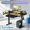 thumbnail image 1 of Sioweci Height Adjustable Electric Standing Desk with LED Light, Drawer & Hooks,48 Inch Sit Stand up Desk with Multiple Color Modes,28"- 47.5" Height Adjustable Work Table for Home Office,Brown, 1 of 11