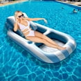 thumbnail image 1 of Sioweci Inflatable Lounger Float Pool Float with Backrest Cupholder Wear Resistant Extra Large Thick PVC Pool Float for Adult Blue, 1 of 10