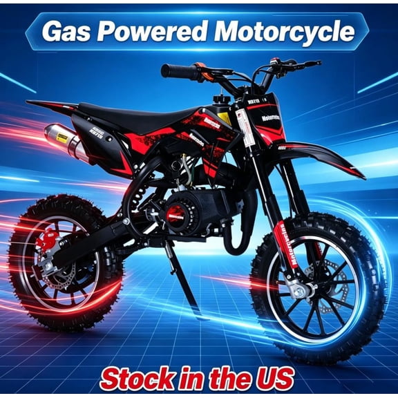 Sioweci Kids Dirt Bike 49CC, 2-Stroke Gas Powered Mini Dirt Bike with Front & Rear Disc Brakes, Off-Road Mini Bike, Speed Up to 25 MPH, Max Load 330 LBS