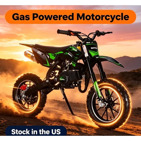 Sioweci Kids Dirt Bike 49CC, 2-Stroke Gas Powered Mini Dirt Bike with Front & Rear Disc Brakes, Off-Road Mini Bike, Speed Up to 25 MPH, Max Load 330 LBS