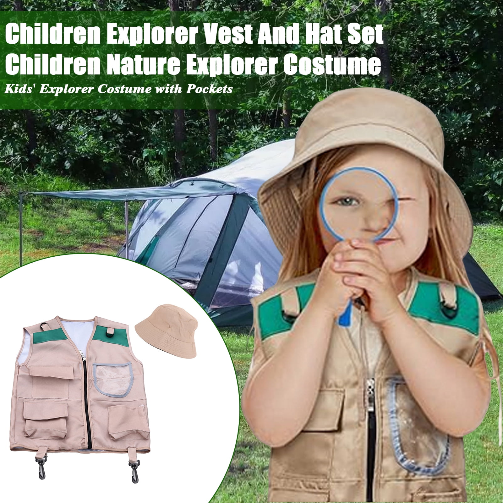 Sioweci Kids Outdoor Adventure Kit Explorer Vest And Hat Set Pretend