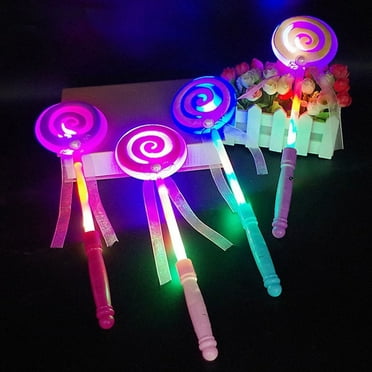 Sioweci LED Light Flashing Fairy Magic Wand Princess Lollipop Stick Girl Xmas Decor
