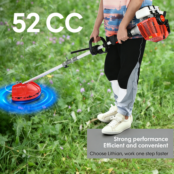 Sioweci Lawn Mower,Weed Wacke,Weed Trimmer,52cc Petrol Hedge Trimmer Chainsaw Brush Cutter Weed Eater Strong Powerful Full Functioning Guard Accessories,Red