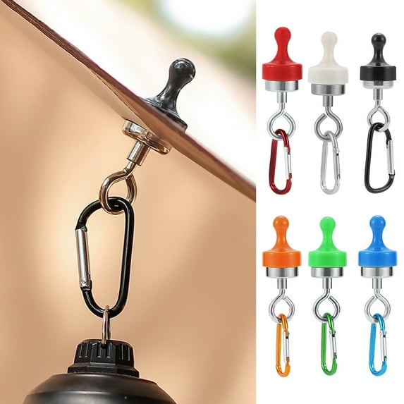 Sioweci Magnetic Hook Carabiner Tent Hook Camping Heavy Duty Anti-slip Magnets Hooks Outdoor Hook Hanger Multi-Functional Lamp Hook White