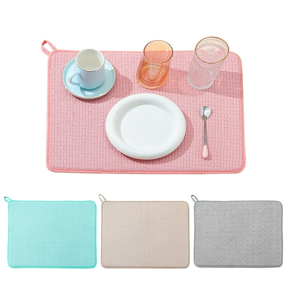 Sioweci Microfiber Dish Drying Mat Absorbent Pad Large Size Kitchen Counter Mat Dish Drainer Pad Tableware Countertop Mat for Countertops Sinks Draining Racks Pink S
