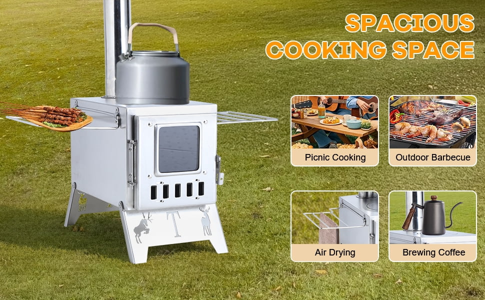 Sioweci MultiFunctionalit Wood Burning Stove,Large Firebox Portable ...