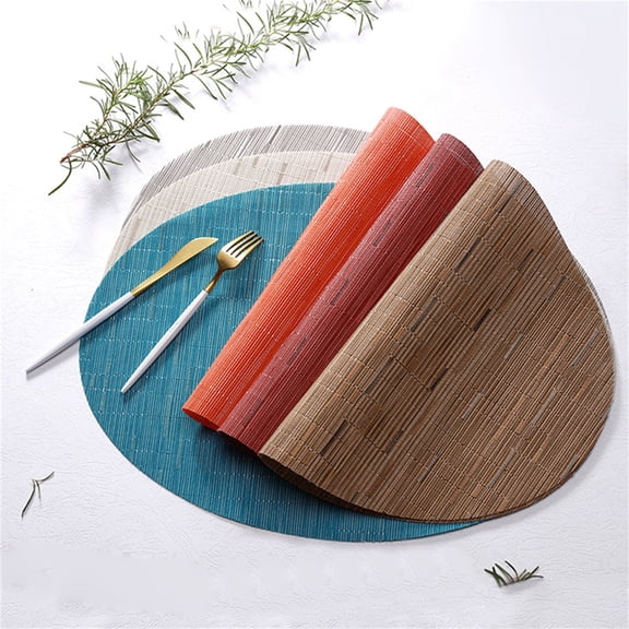 Sioweci Place Mat Anti-scratch Insulated Oval Anti-slip PVC Table Placemat Household Supplies Light Brown