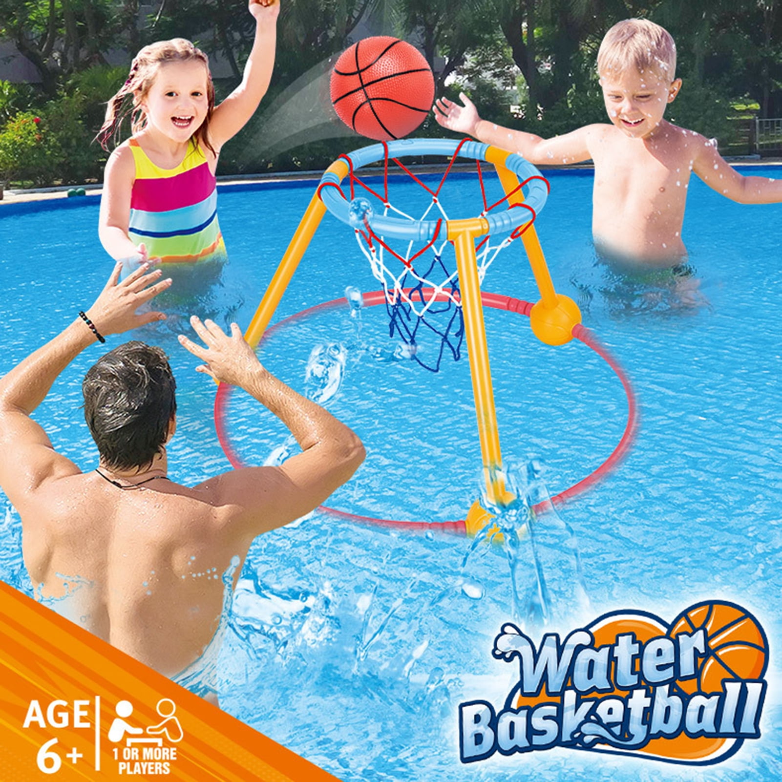 Pool Matching Set Sioweci Pool Basketball Hoop Set for Kids Adults 2-in-1 Floating ...
