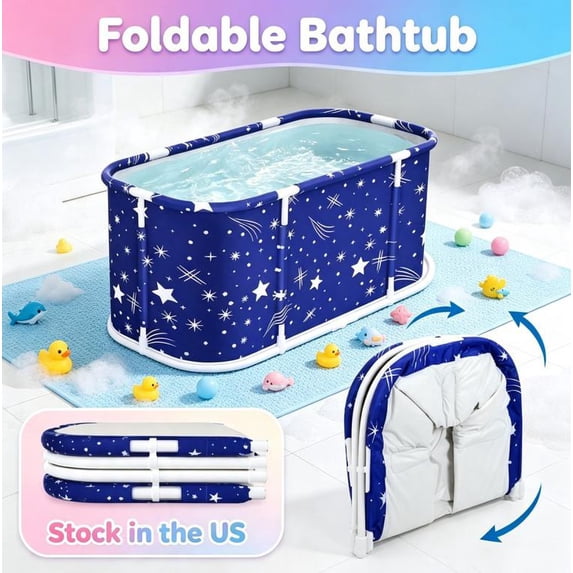 Sioweci Portable Bathtub For Shower Stall, Large 45 inch Foldable Soaking Bathing Tub for Adults, Separate Family Bathroom Japanese SPA Collapsible Tub,Hot Bath Ice Bath