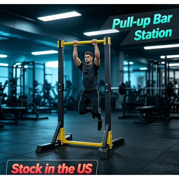 Sioweci Pull Up Station,Free Standing Pull Up Bar for Home Gym,Portable Pull Up Bar Station 400LBS with 11 Height Adjustment,Multi-Function Strength Training Fitness Equipment