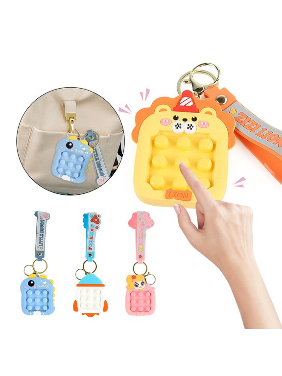 Push Bubble Bead Maze Game Keychain Stress Relief Portable Press Bubble Sensory Fidget Toy Backpack Hanging Decoration Boys Girls Christmas Gifts Yellow
