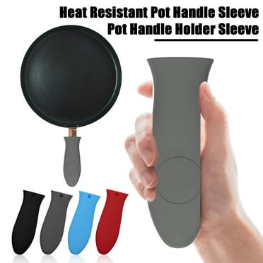Sioweci Silicone Pot Handle Cover Heat Resistant Potholder for Cast Iron Skillet Flexible Rubber Sleeve Protects Hands from Burns Hangable Kitchen Accessory for Pans Griddles Black