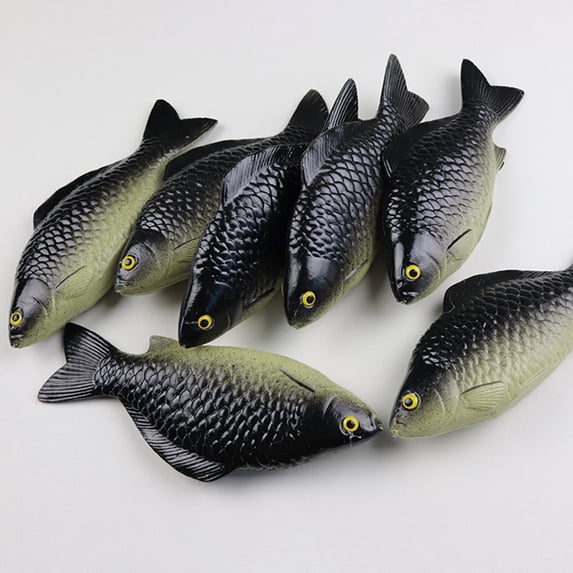 Sioweci Simulated Fish Model Realistic Black White Artificial Crucian Figurine Fish Decoration Ornament Kids Animal Learning Toy Photo Prop Black