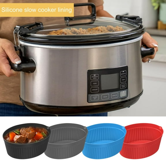 Sioweci Slow Cooker Mat Wear-resistant Anti-fall Integrated Reused Easy to Clean Dividing Silicone 7QT 8QT Slow Cooker Compartment Pan Kitchen Accessories
