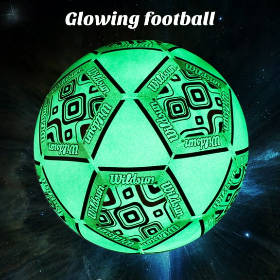 Sioweci Soccer Ball Glow in The Dark Elastic Machine Stitched PVC Inflatable Secondary School Training Match Football Red